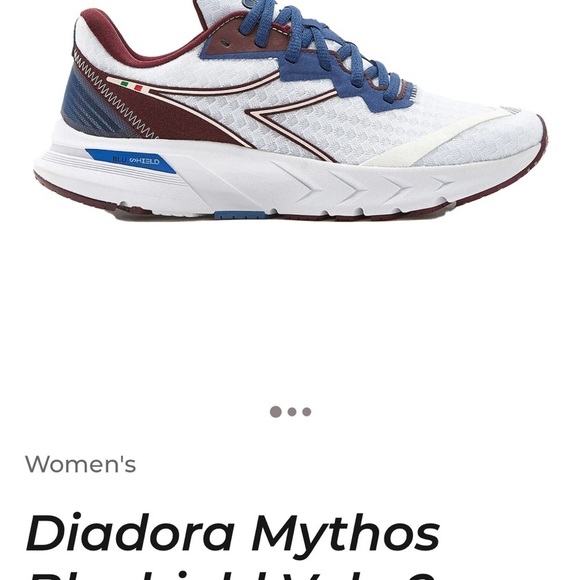 Diadora Shoes - Diadora Mythos Blushield Volo 2 Sneakers - White, navy and Burgundy 7.5